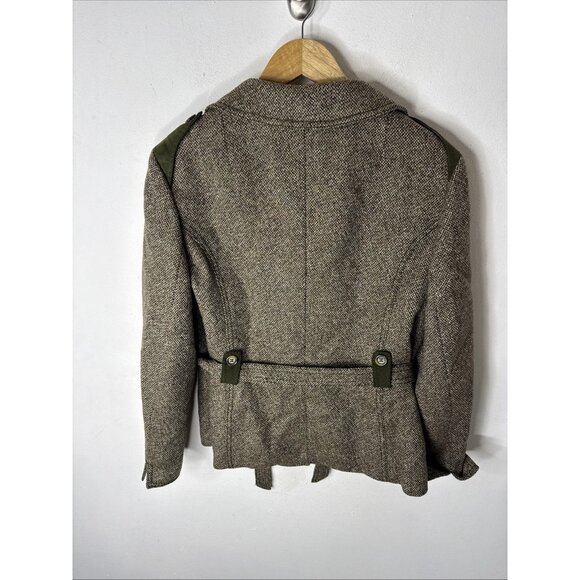 Vintage Lindner Women M Tweed Wool Jacket Green Suede Trim Equestrian 70s German - Picture 5 of 11